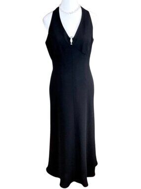 Evan Picone Cocktail Dress Black Halter Rhinestone Detail (8) NWT